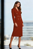 Black Pencil Midi Peak Lapel Work Dress