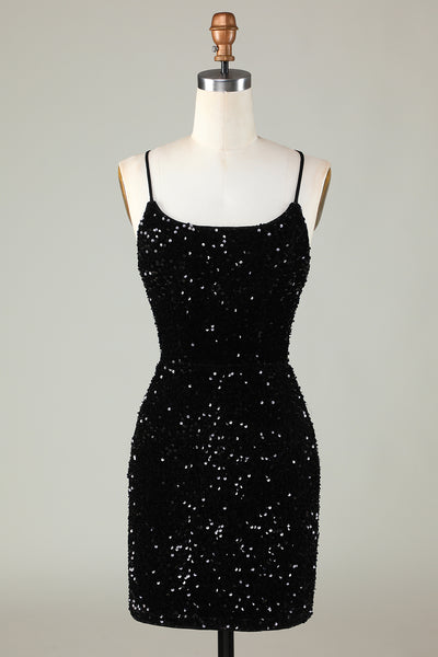 ZAPAKA Women Sexy Black Homecoming Dress Spaghetti Straps Sequin Cocktail Party Dress ZAPAKA Women Sexy Black Homecoming Dress Spaghetti Straps Sequin Cocktail Party Dress