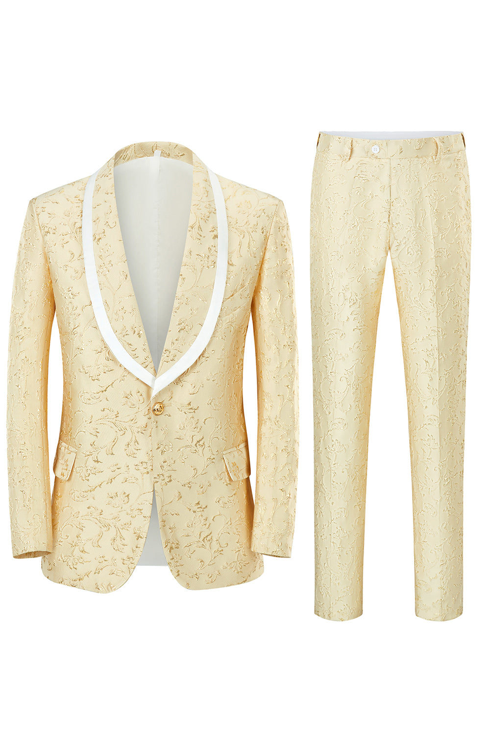 Mint Shawl Lapel One Button Jacquard Men's Prom Suits