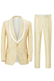 Mint Shawl Lapel One Button Jacquard Men's Prom Suits