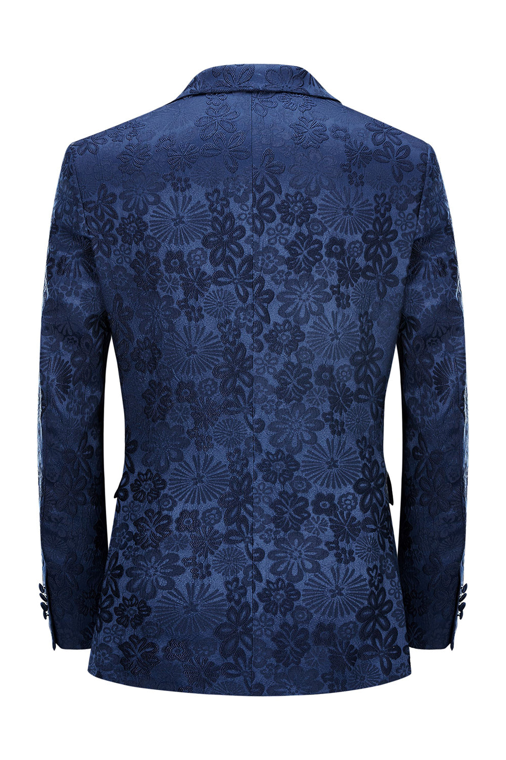 Peak Lapel Dark Blue Jacquard Men's Prom Wedding Party Suits