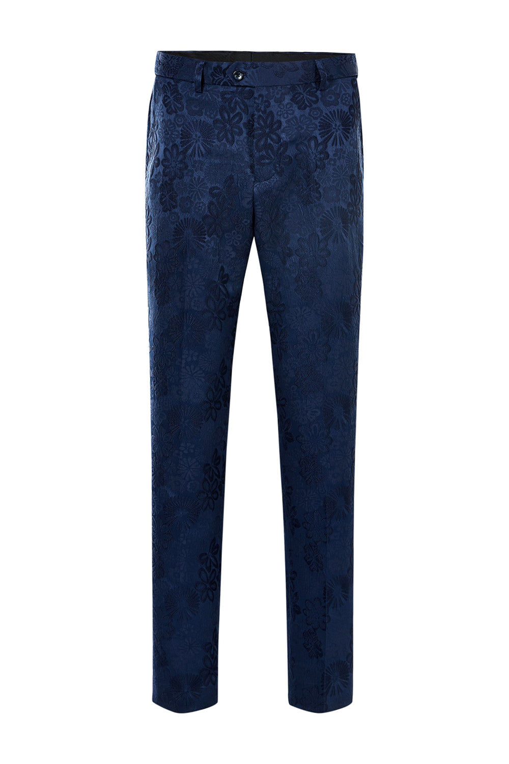 Peak Lapel Dark Blue Jacquard Men's Prom Wedding Party Suits