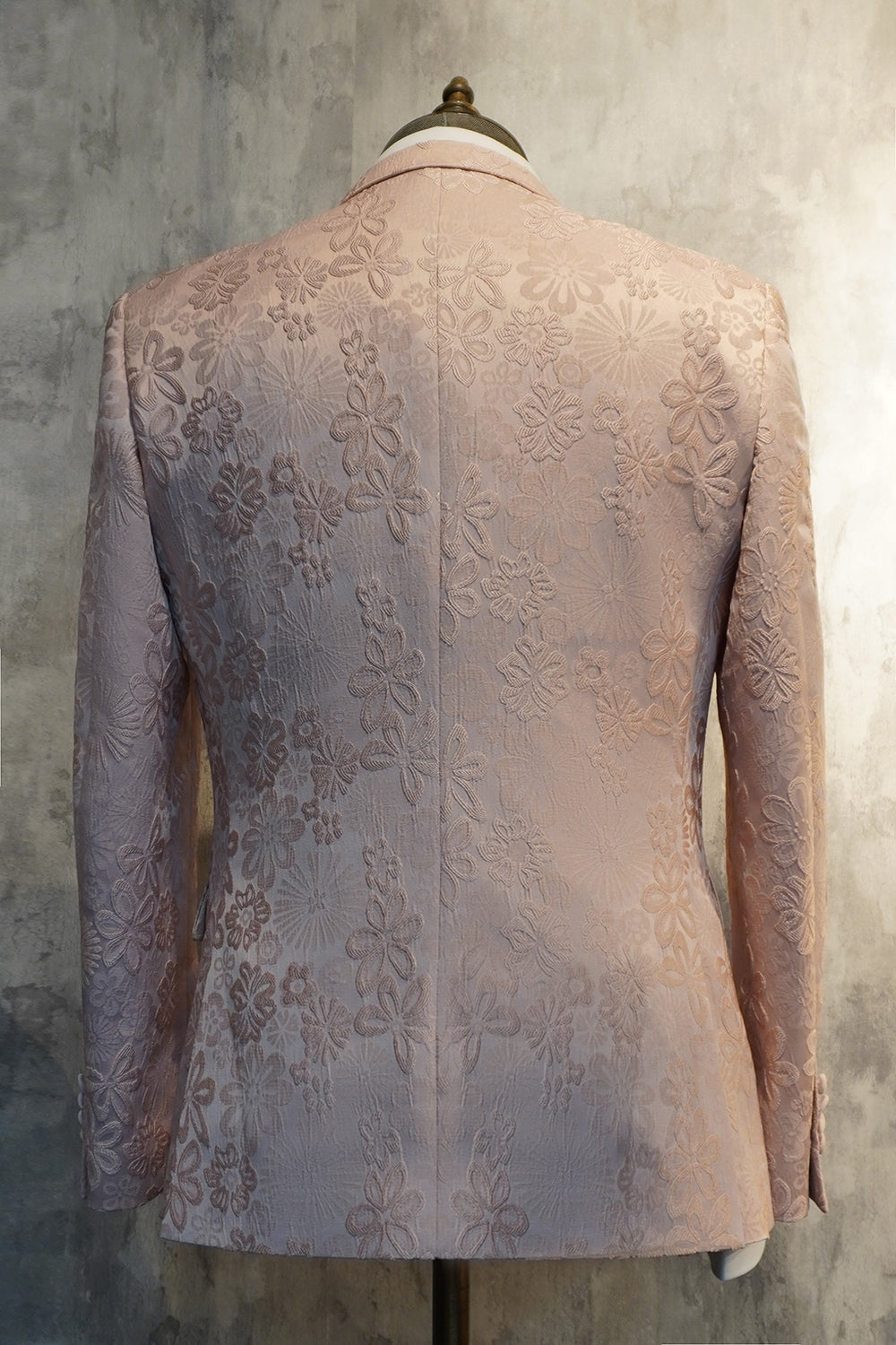 Peak Lapel One Button Dark Blue Jacquard Men's Wedding Party Suits