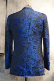 Peak Lapel Jacquard Two Buttons Royal Blue Single Breasted Men's Prom Blazer