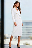 Black Pencil Midi Peak Lapel Work Dress