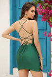 Sheath Spaghetti Straps Royal Blue Short Homecoming Dress with Beading