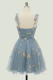 Cute A Line Lavender Short Homecoming Dress With Embroidery