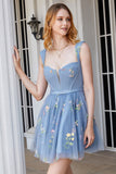 Cute A Line Sweetheart Light Green Short Homecoming Dress with Embroidery