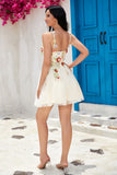 Cute A Line Spaghetti Straps Light Green Short Homecoming Dress with Appliques