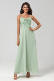 Certifiably Chic A Line Spaghetti Straps Dusty Pink Long Bridesmaid Dress with Beaded