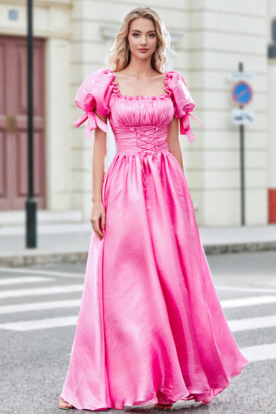 ZAPAKA Women Hot Pink Prom Dress with Ruffles A-Line Puff