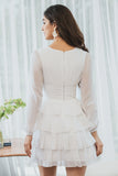 Cute White A-Line Short Tiered Graduation Dress