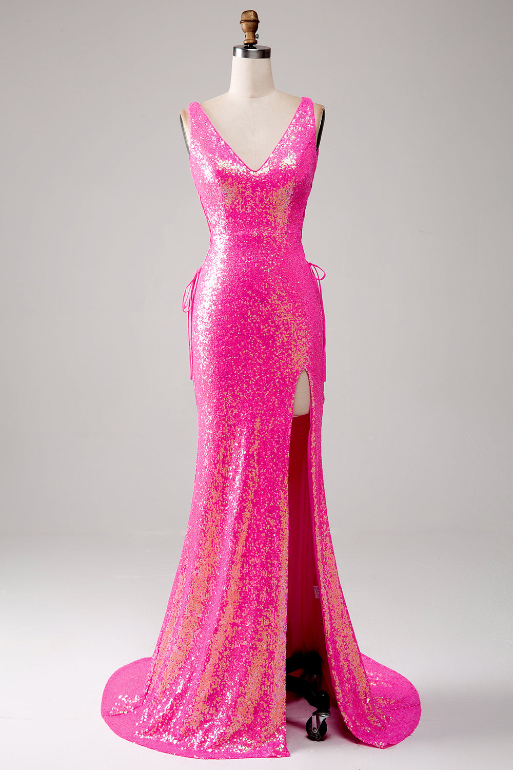 Sparkly Blush Mermaid Prom Dress with Slit