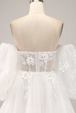Off the Shoulder Tulle Wedding Dress with Appliques