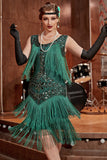 Blue Apricot Gatsby 1920s Dress with Sequins and Fringes