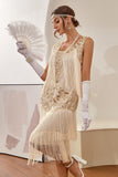 Blue Apricot Gatsby 1920s Dress with Sequins and Fringes