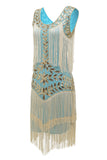 Plus Size Champagne Gatsby 1920s Flapper Dress with Sequins and Fringes