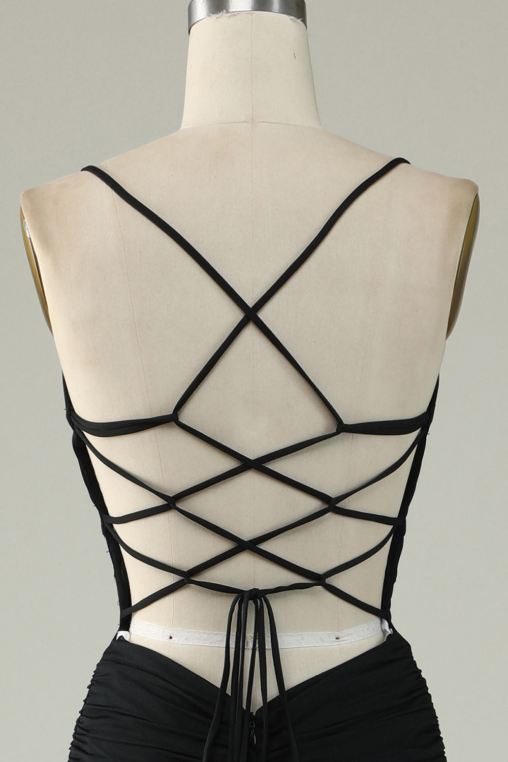 Mermaid Spaghetti Straps Grey Blue Long Formal Dress with Keyhole