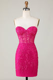 Bodycon Sweetheart Pink Corset Homecoming Dress with Appliques