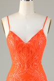 Sparkly Sequins Tight Orange Homecoming Dress