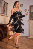 Spaghetti Straps Champagne Sequins 1920s Dress with Fringes