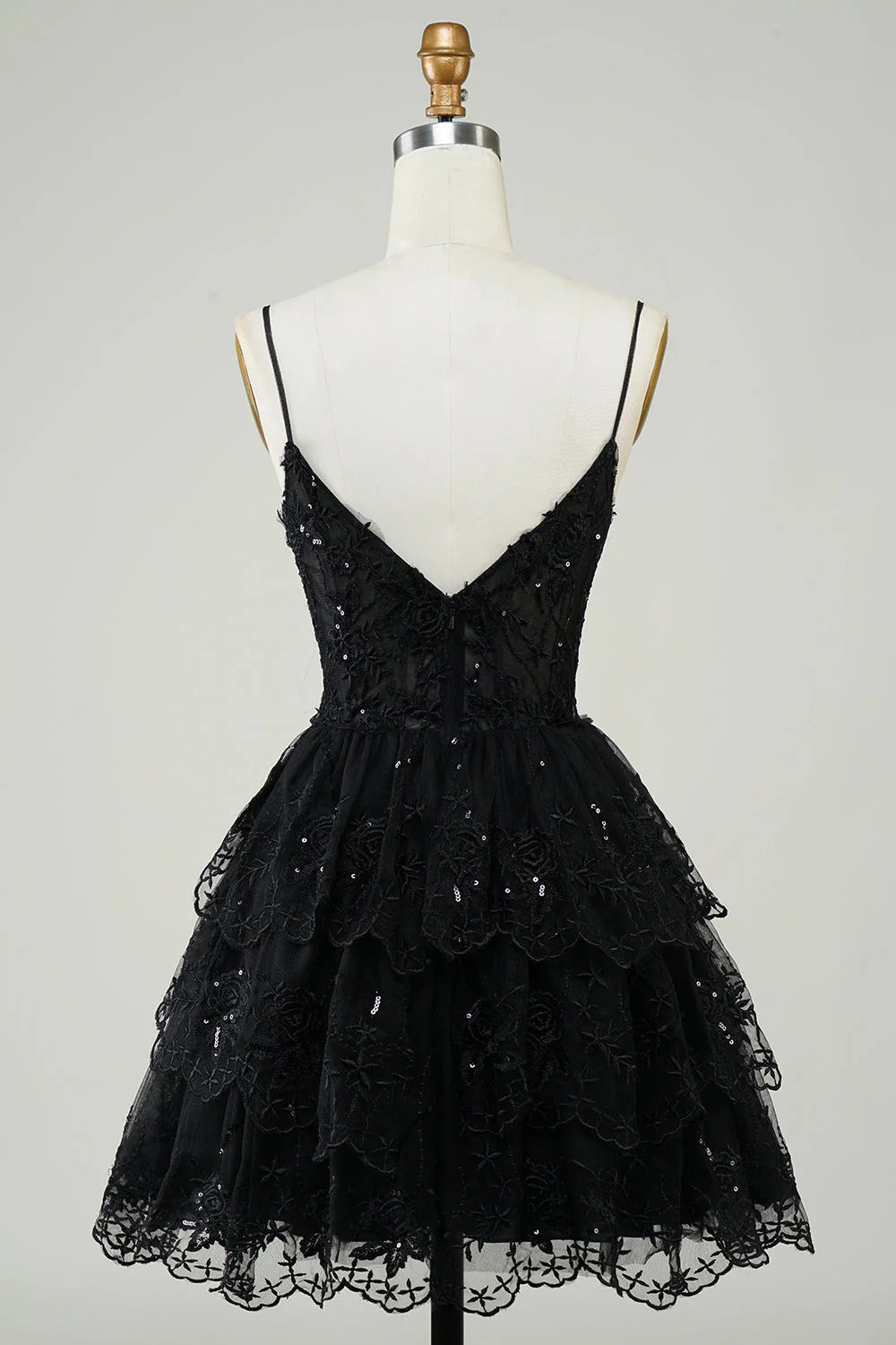 Cute A Line Spaghetti Straps Dark Blue Sparkly Corset Homecoming Dress with Sequins