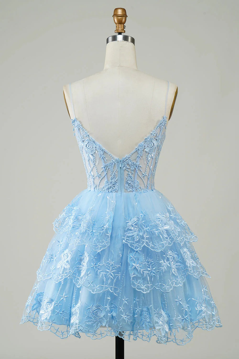 Cute A Line Spaghetti Straps Dark Blue Sparkly Corset Homecoming Dress with Sequins