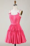 Trendy A-Line Spaghetti Straps Black Short Homecoming Dress