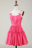 A-Line Spaghetti Straps Black Short Homecoming Dress