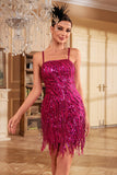 Sheath Spaghetti Straps Golden Sequins 1920s Dress with Tassel