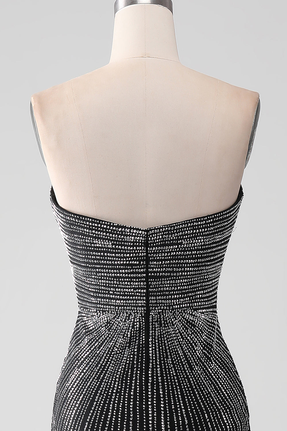 Sparkly Black Strapless Beaded Mermaid Prom Dress with Slit