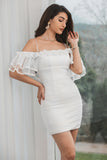 White Bodycon Ruffled Short Classy Graduation Dress
