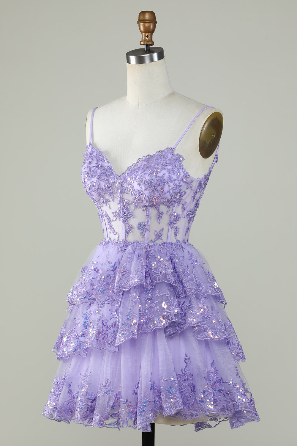 Cute A Line Spaghetti Straps Dark Blue Sparkly Corset Homecoming Dress with Sequins