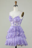 Cute A Line Spaghetti Straps Dark Blue Sparkly Corset Homecoming Dress with Sequins