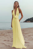 White Sheath Halter Ruched Long Formal Dress with Flower