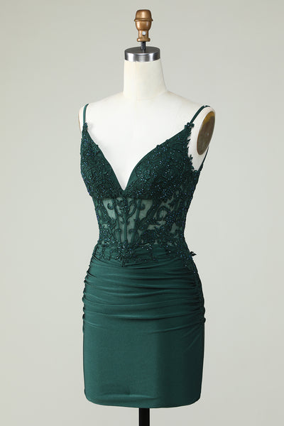 CORSET BACK Spaghetti Strap Dresses Lime Green