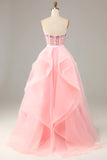 Black Strapless Ball Gown Evening Dress with Beading