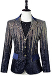 Glitter Navy Sequins Single-Breasted  Men's Blazer