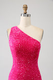 Sparkly Mermaid One Shoulder Sequins Prom Dress with Slit