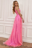 Purple Off the Shoulder Long Prom Dress with Appliques