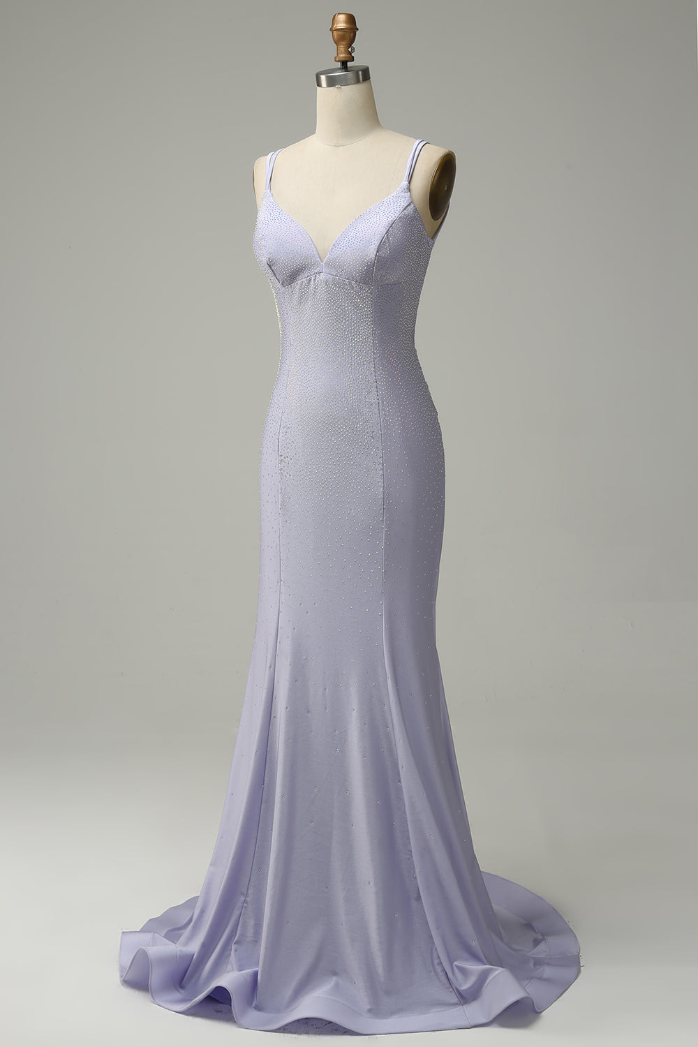 Mermaid Spaghetti Straps Lilac Long Prom Dress with Backless