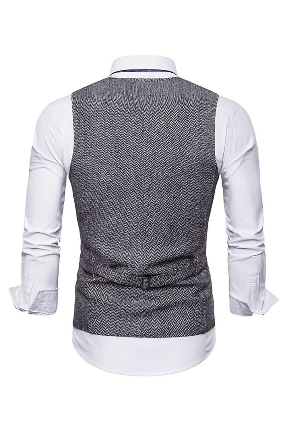Single Breasted V-Neck Black Men's Suit Vests