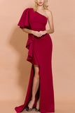 One Shoulder Evening Party Dress