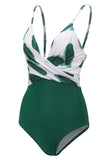 Banana Leaf Printed Green One Piece Swimwear