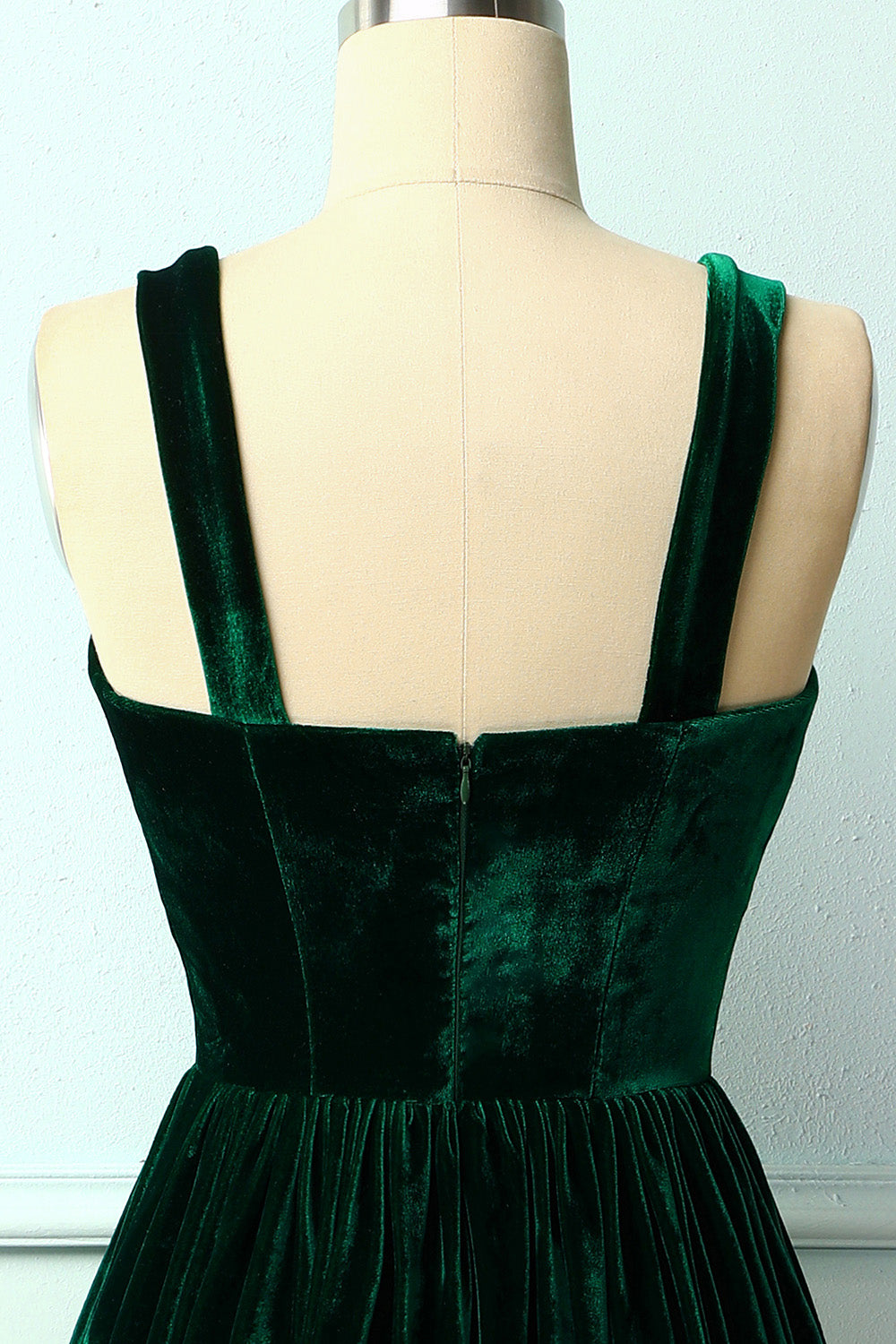 Dark Green Velvet Holiday Party Dress