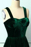 Dark Green Velvet Holiday Party Dress