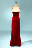 Red Velvet Evening Party Dress