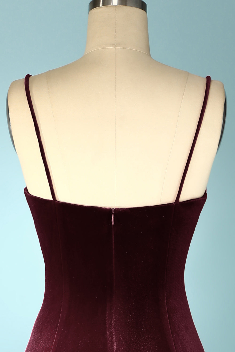Burgundy Velvet Evening Prom Dress