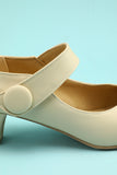 Creamy Ankle Straps Heels