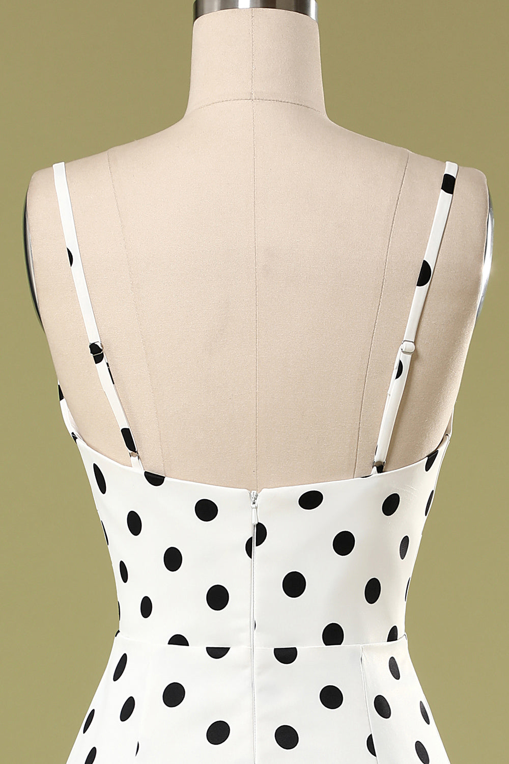 Yellow Mermaid Spaghetti Straps White Polka Dots Dress